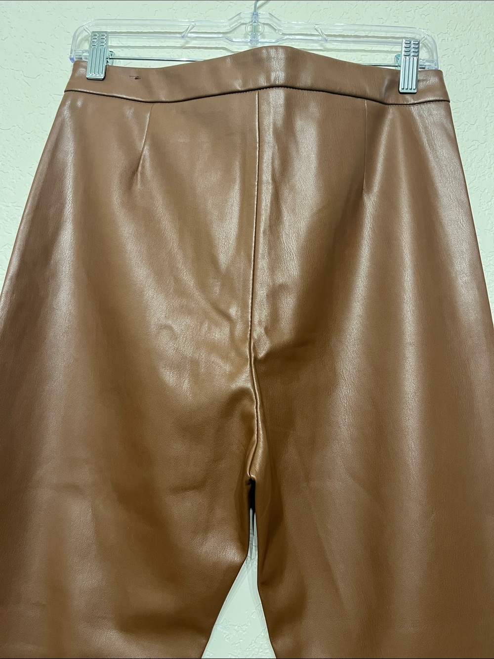 Zara Women’s Size Large Brown Faux Leather Skinny Pants With Zippers at Ankles - Picture 8 of 11